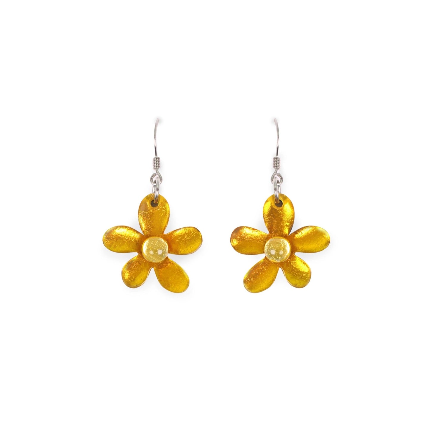 Palomino Flower Shiny Fish Hook Earrings | The Jewellery Stop