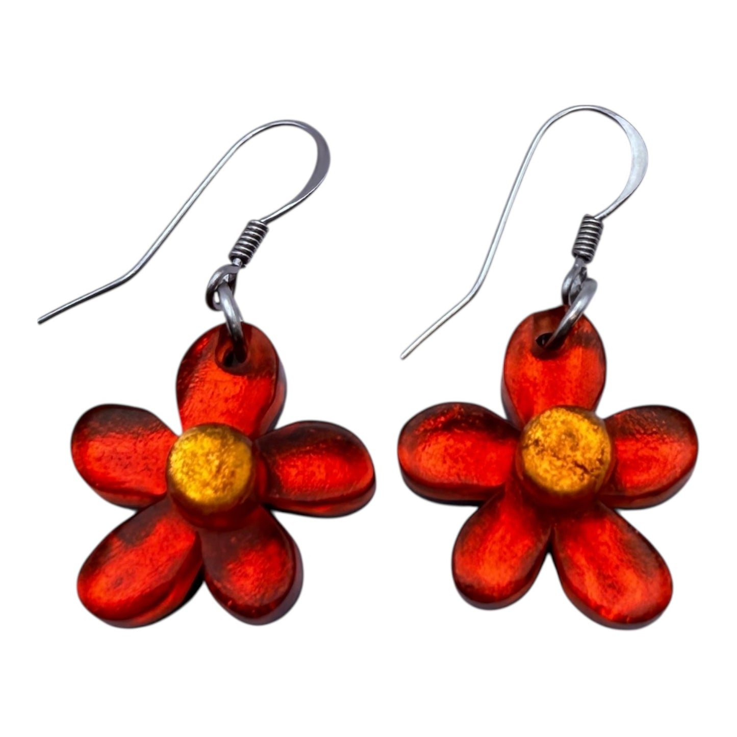 Sunset Flower Shiny Fish Hook Earrings