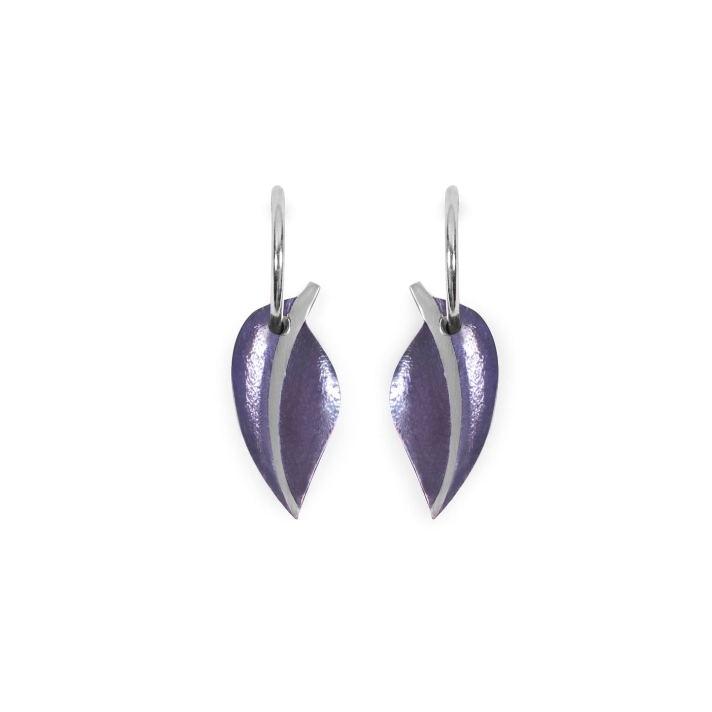 Lavender Leaf Shiny Creole Earrings | The Jewellery Stop