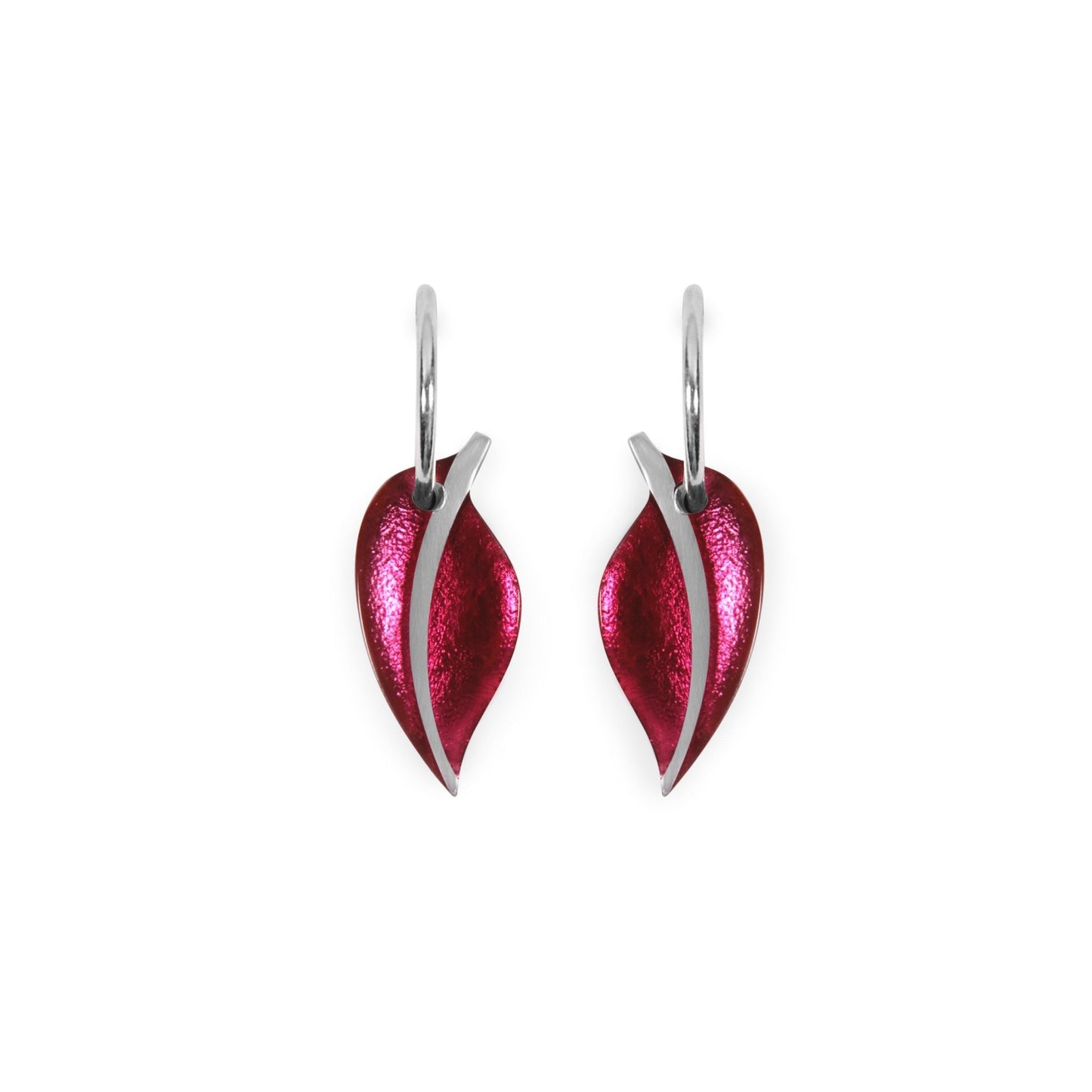Pink Leaf Shiny Creole Earrings | The Jewellery Stop