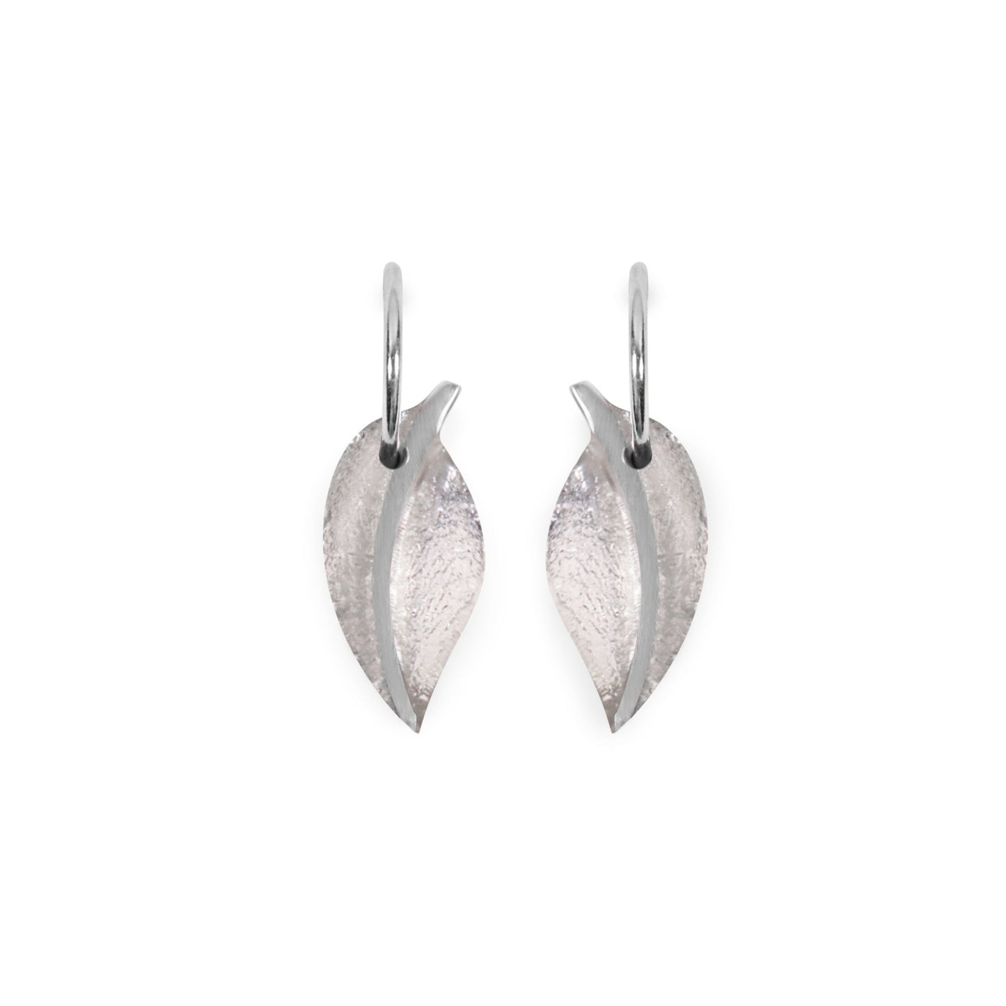 Silver Leaf Shiny Creole Earrings | The Jewellery Stop