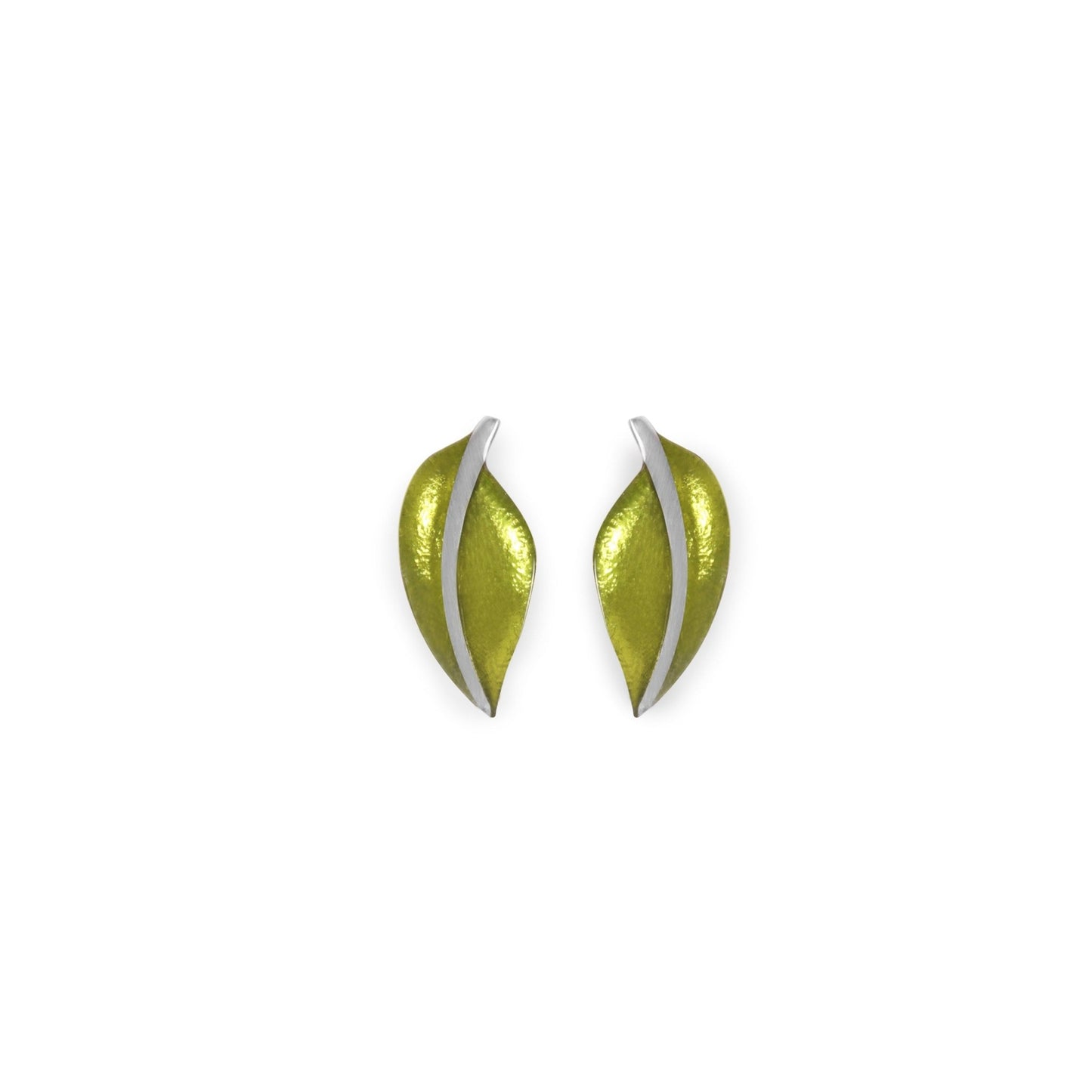 Lime Leaf Shiny Stud Earrings | The Jewellery Stop