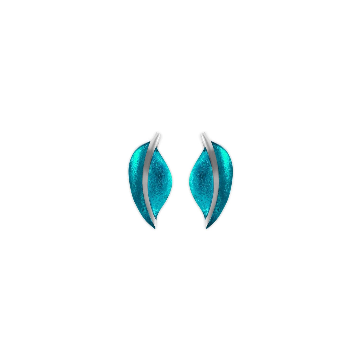 Teal Leaf Shiny Stud Earrings | The Jewellery Stop