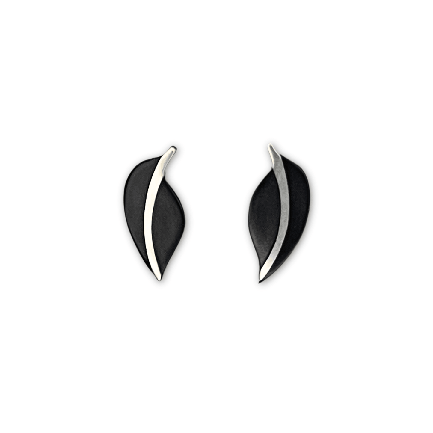 Black Leaf Shiny Stud Earrings | The Jewellery Stop