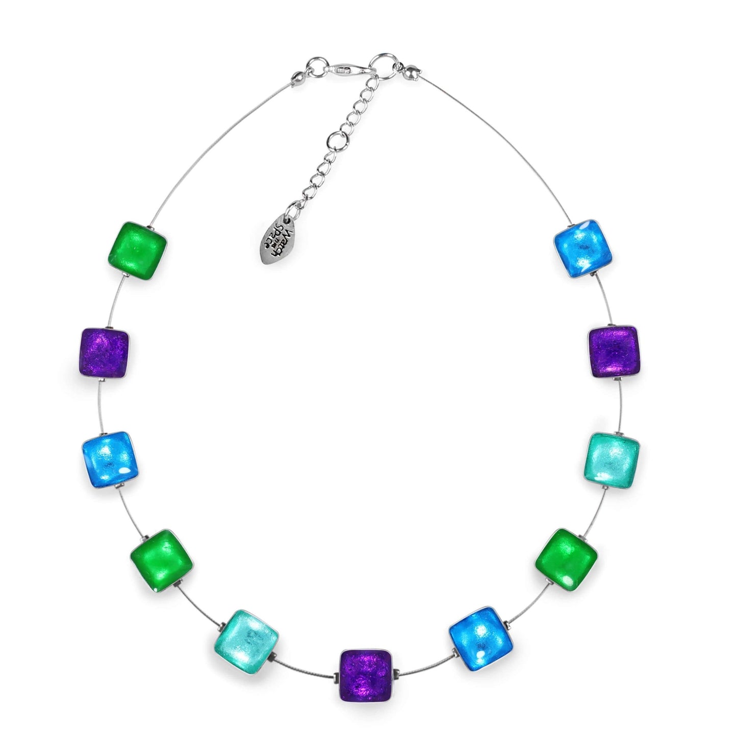 Aurora Aluminium Squares Shiny Necklace | The Jewellery Stop