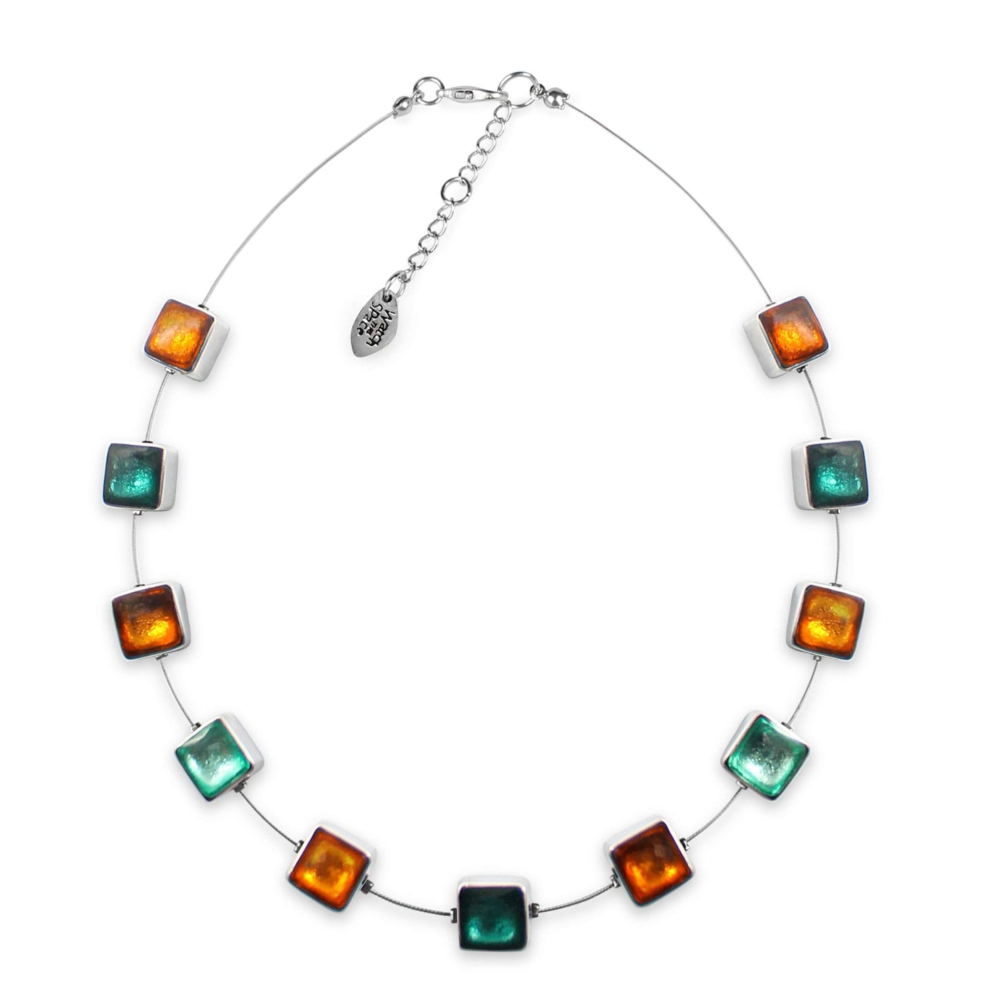Morocco Aluminium Squares Shiny Necklace | The Jewellery Stop