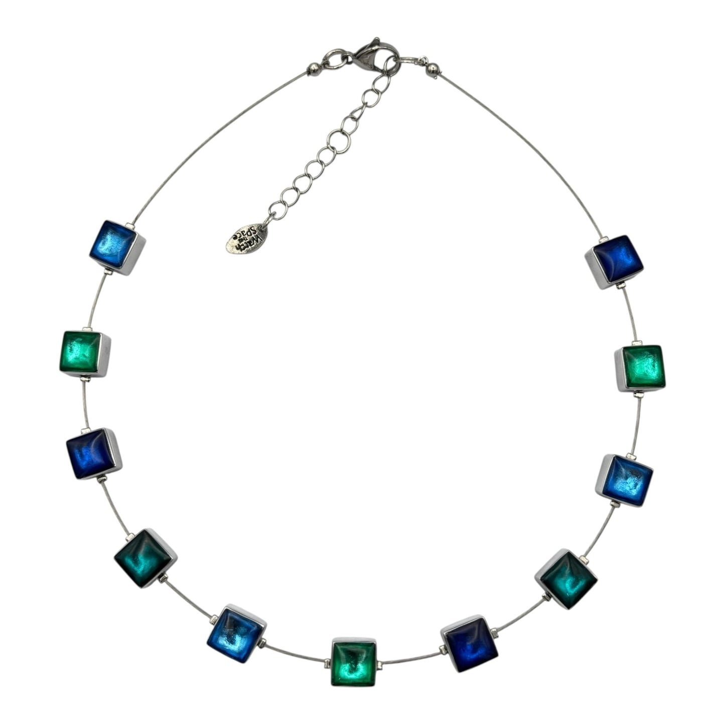 Crystal Aluminium Squares Shiny Necklace | The Jewellery Stop