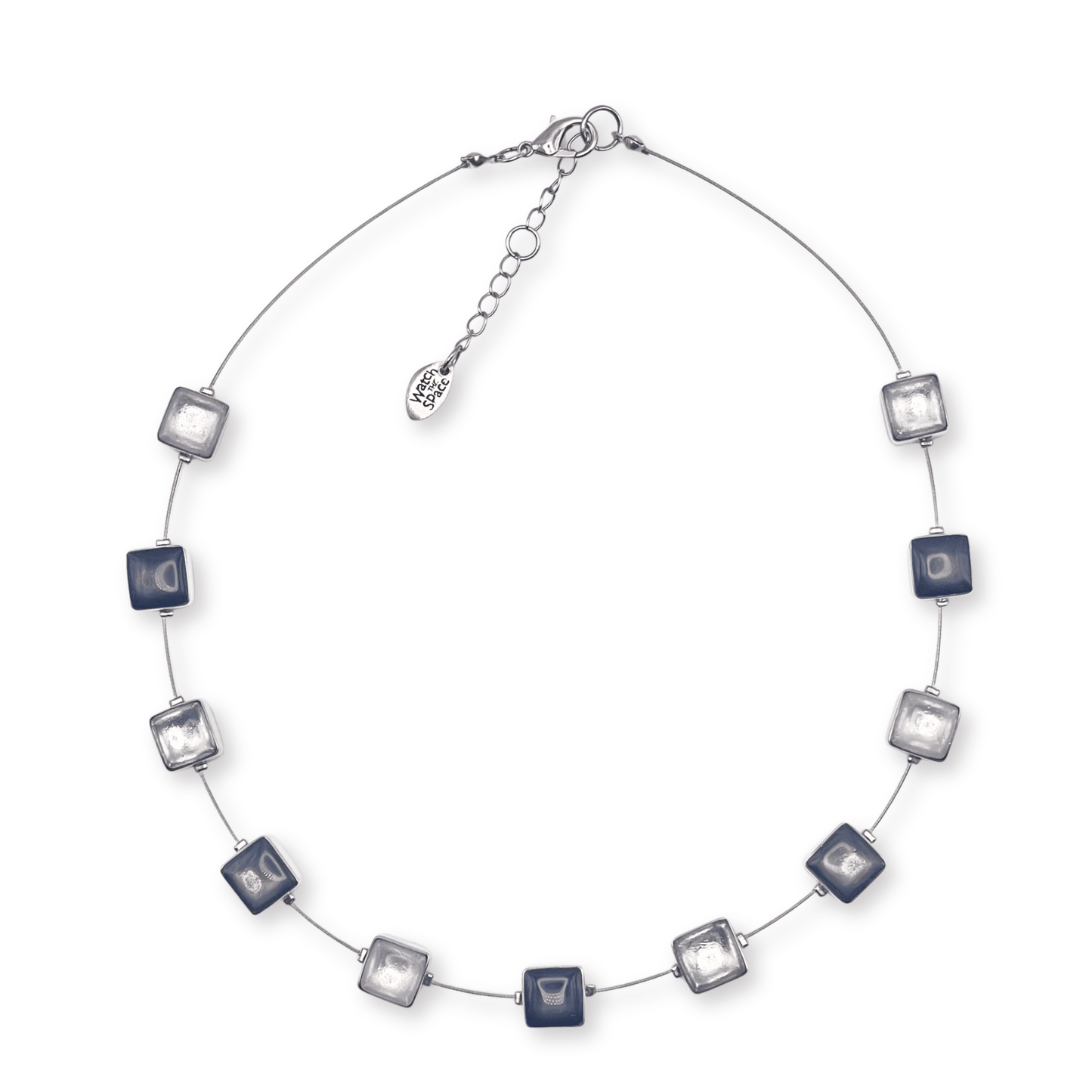 Silhouette Aluminium Squares Shiny Necklace | The Jewellery Stop