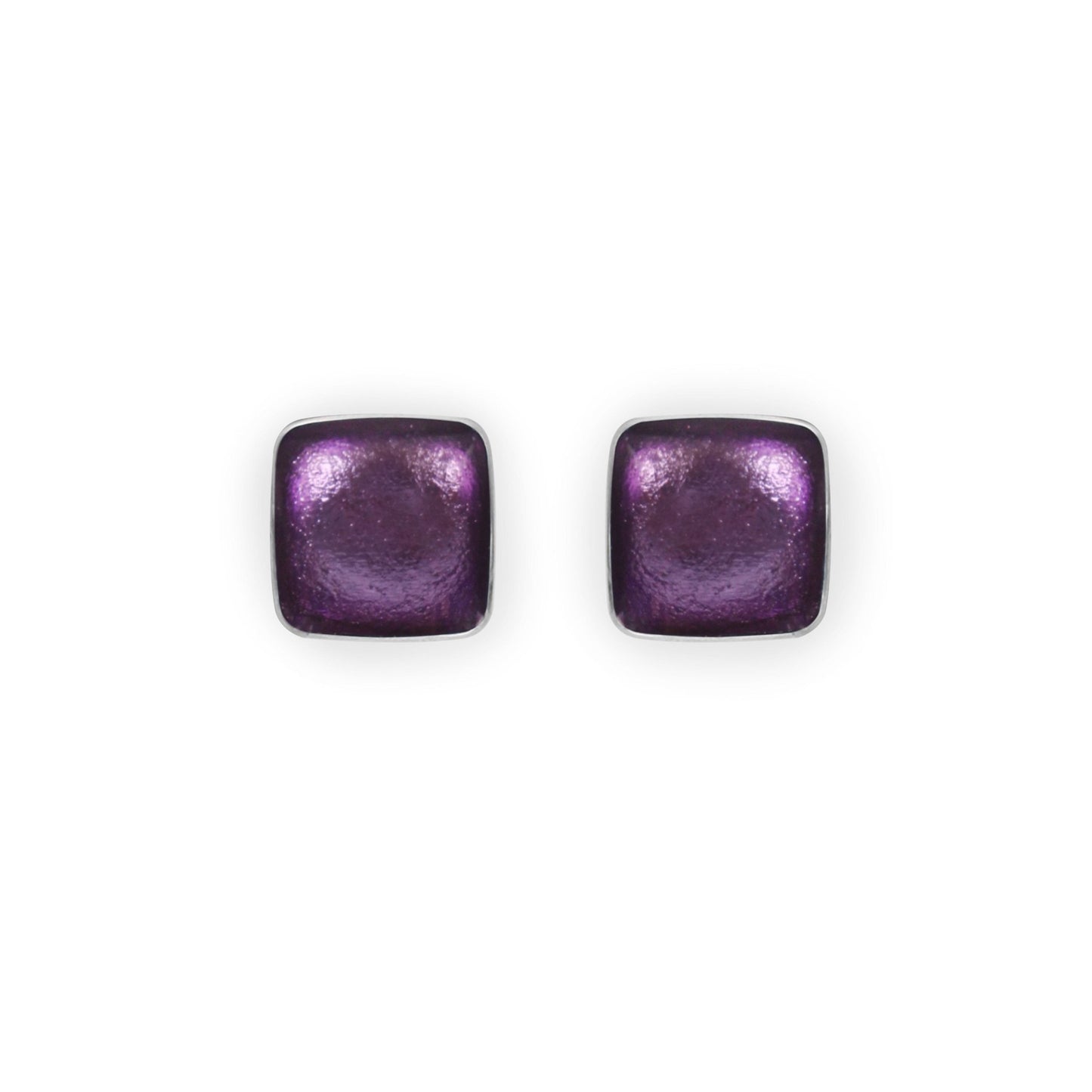Nessie Aluminium Squares Shiny Stud Earrings | The Jewellery Stop