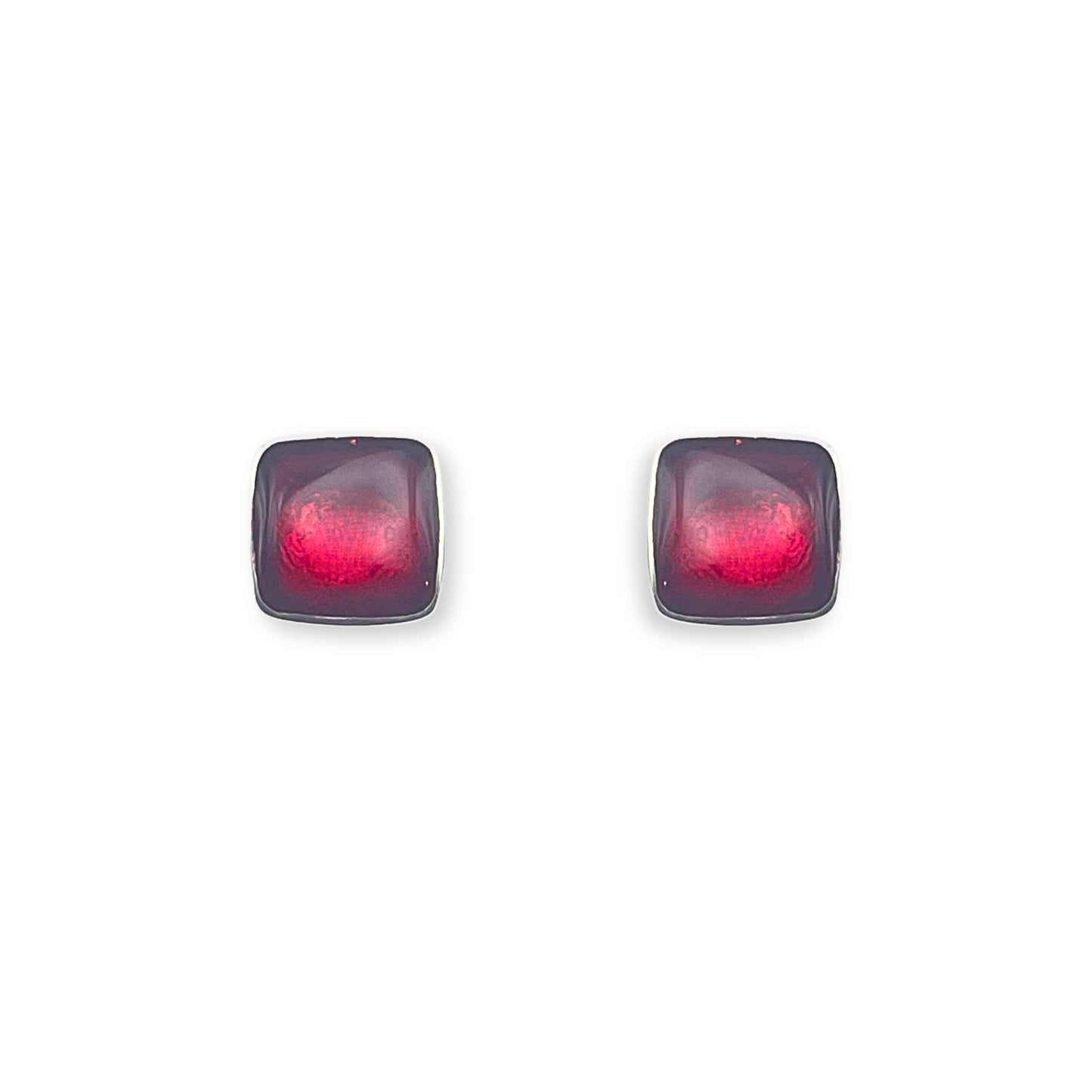 Maple Aluminium Squares Shiny Stud Earrings