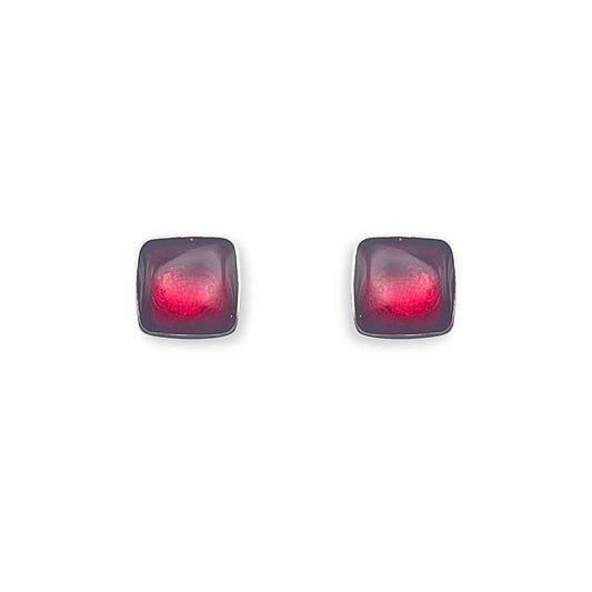 Maple Aluminium Squares Shiny Stud Earrings