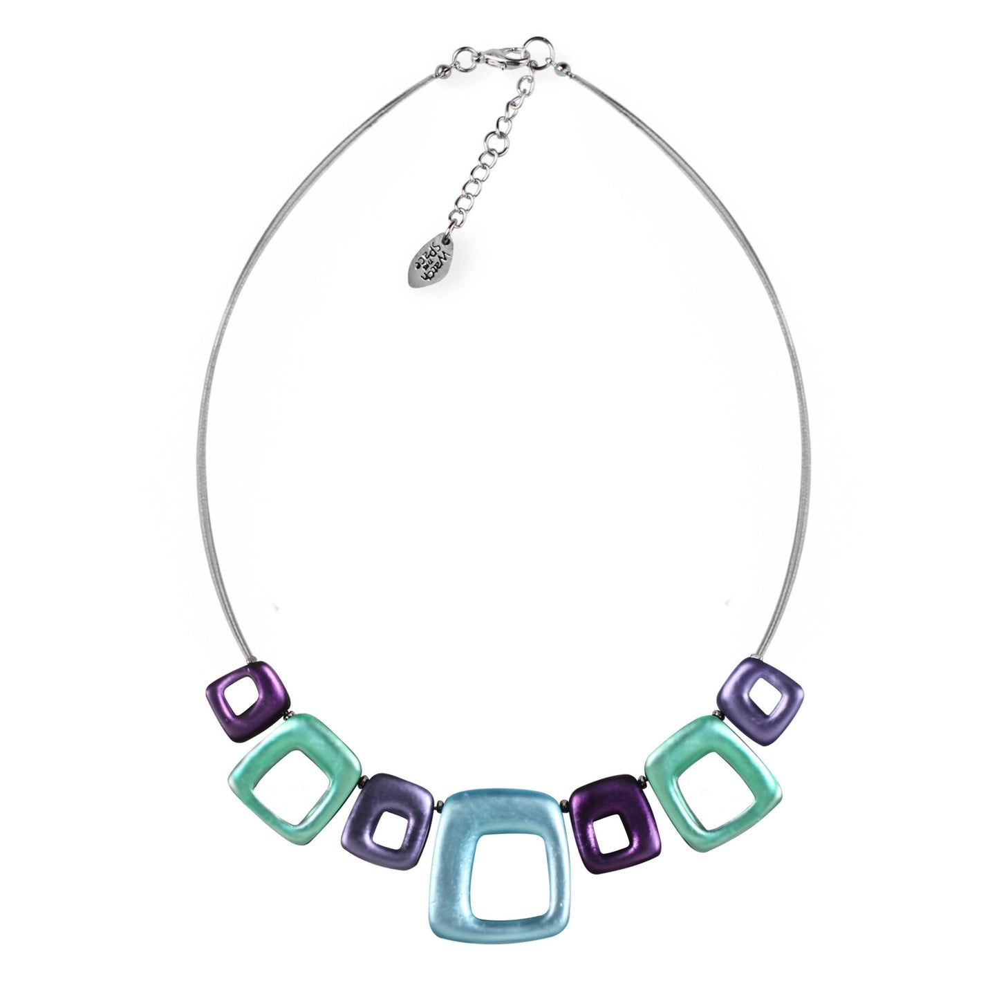 Bluebell Hollow Squares Matte Necklace | The Jewellery Stop