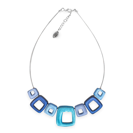 Ocean Hollow Squares Matte Necklace | The Jewellery Stop