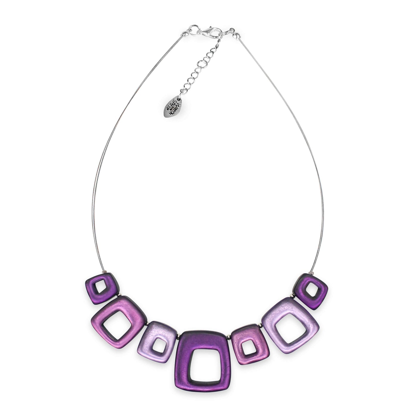 Sweetpea Hollow Squares Matte Necklace | The Jewellery Stop