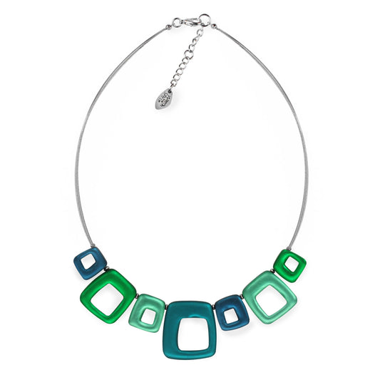 Verdigris Hollow Squares Matte Necklace
