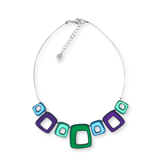 Aurora Hollow Squares Matte Necklace | The Jewellery Stop