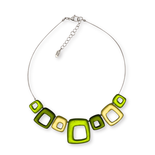 Citrus Hollow Squares Matte Necklace | The Jewellery Stop