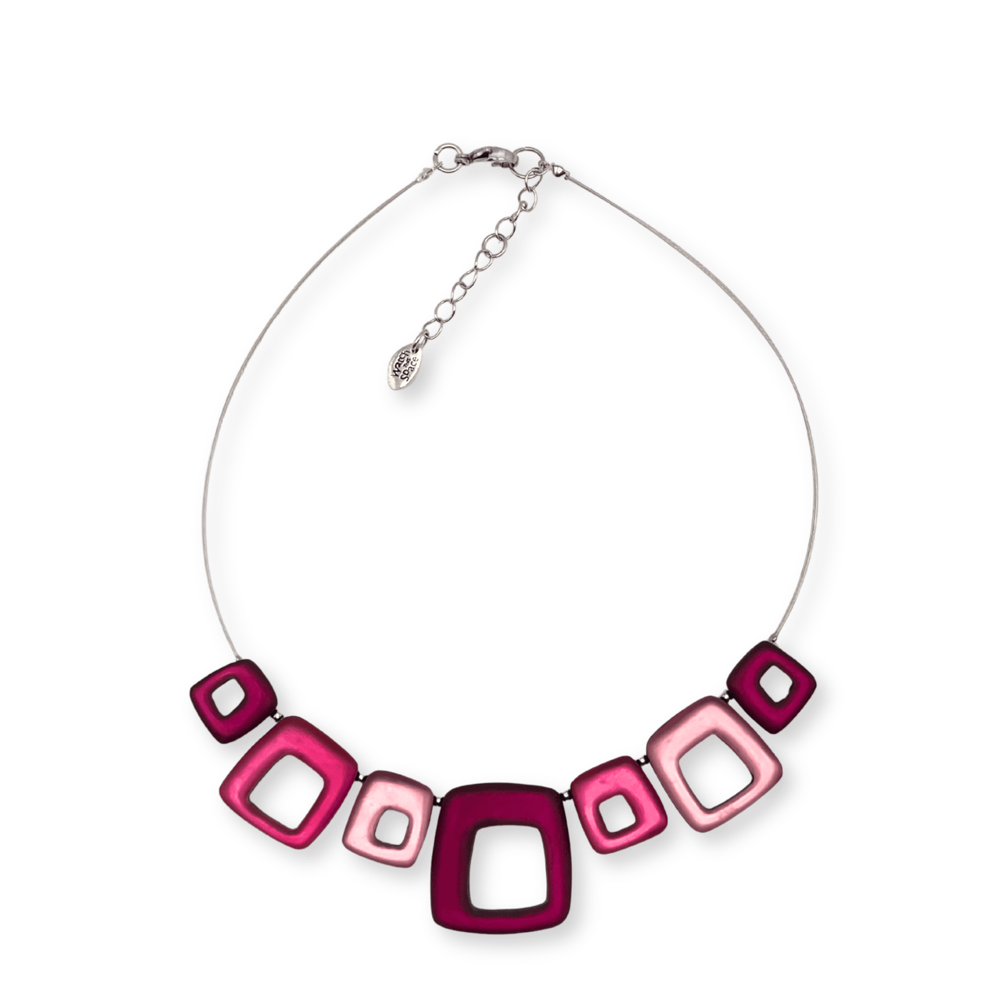 Flamingo Hollow Squares Matte Necklace | The Jewellery Stop