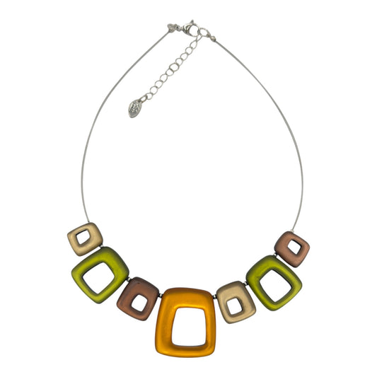 Pistachio Hollow Squares Matte Necklace | The Jewellery Stop