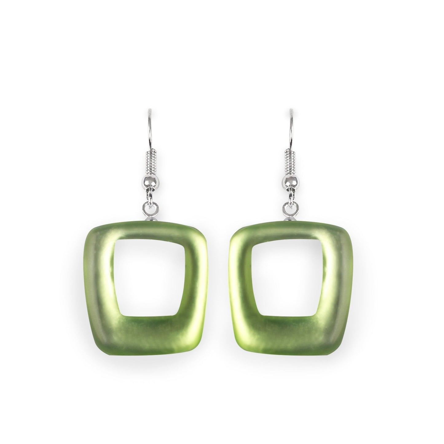 Sherbet Hollow Squares Matte Fish Hook Earrings | The Jewellery Stop