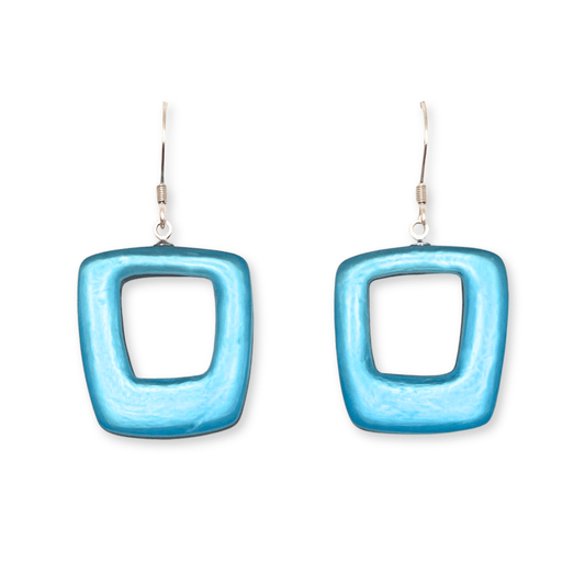 Bluebell Hollow Squares Matte Fish Hook Earrings | The Jewellery Stop