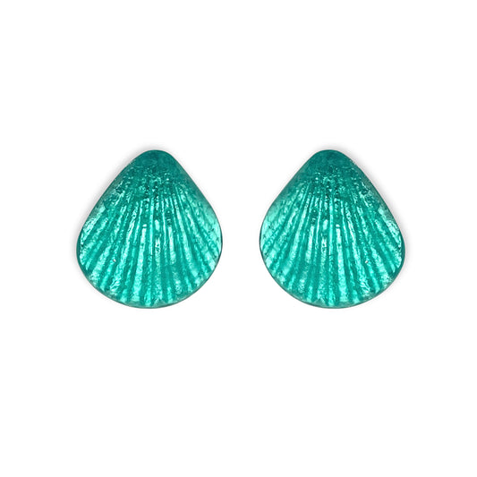 Mint Scallop Matte Clip Earrings