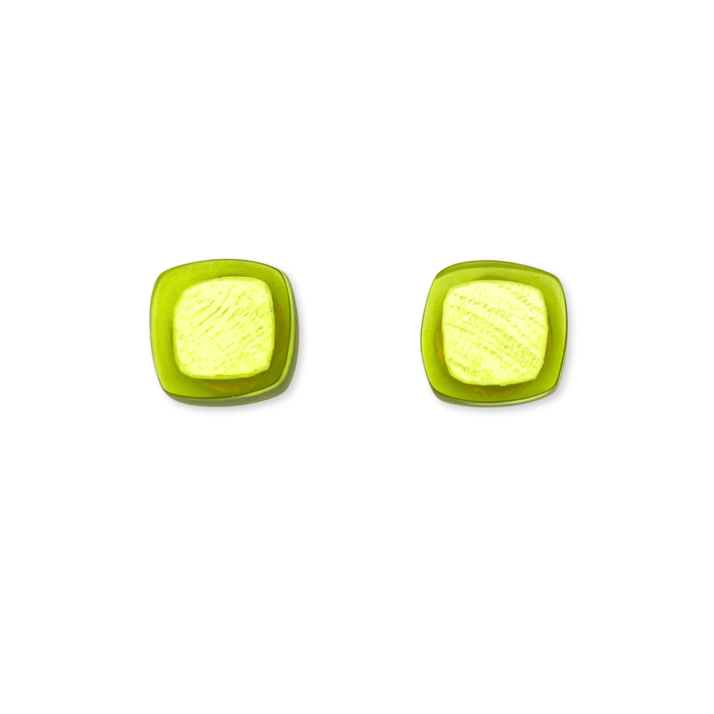 Kiwi Abstract Squares Shiny Stud Earrings