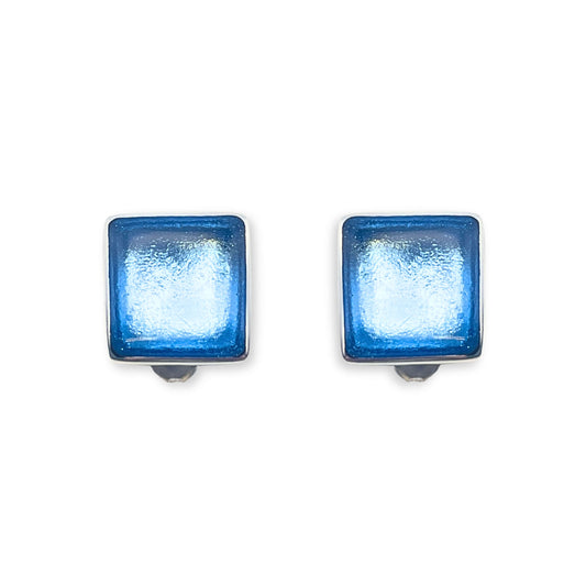 Arctic Aluminium Squares Shiny Clip Earrings