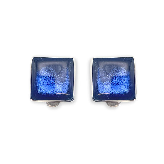 Atlantic Aluminium Squares Shiny Clip Earrings