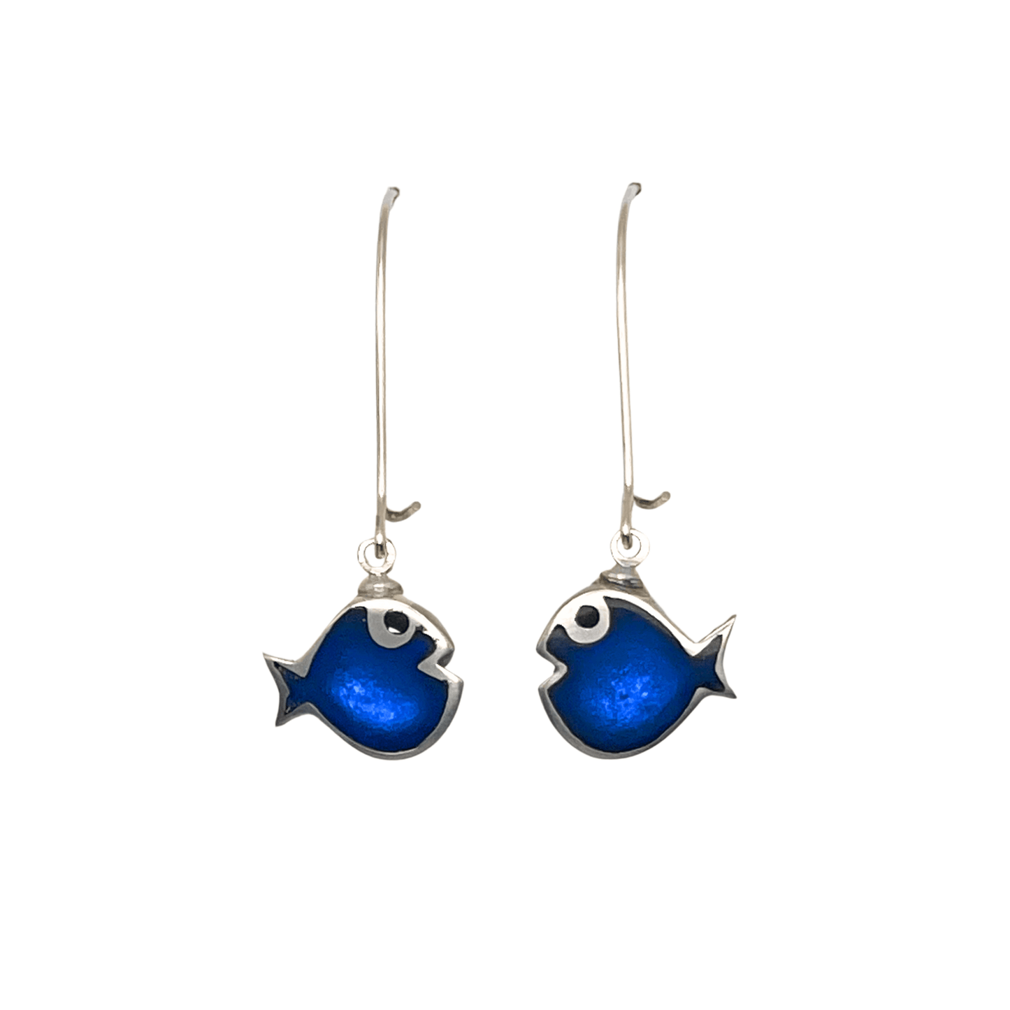 Azure Bubble Fish Shiny Long Hook Earrings | The Jewellery Stop