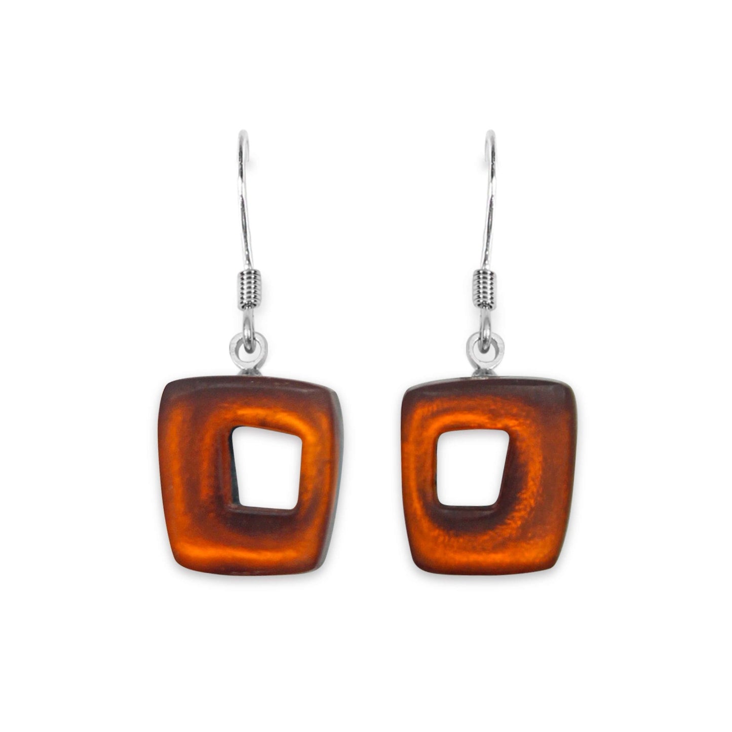 Morocco Hollow Squares Matte Small Fish Hook Earrings | The Jewellery Stop