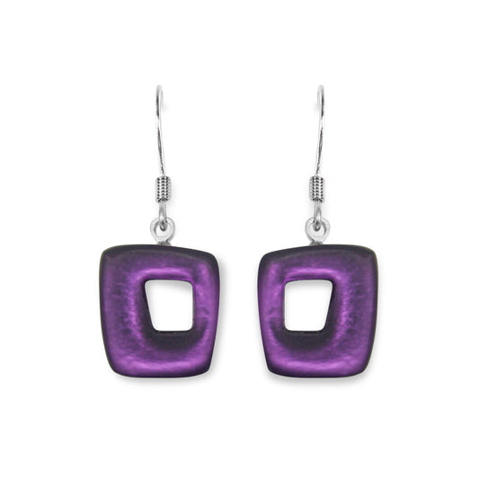 Sweetpea Hollow Squares Matte Small Fish Hook Earrings