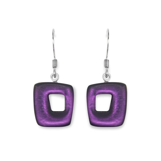 Sweetpea Hollow Squares Matte Small Fish Hook Earrings | The Jewellery Stop