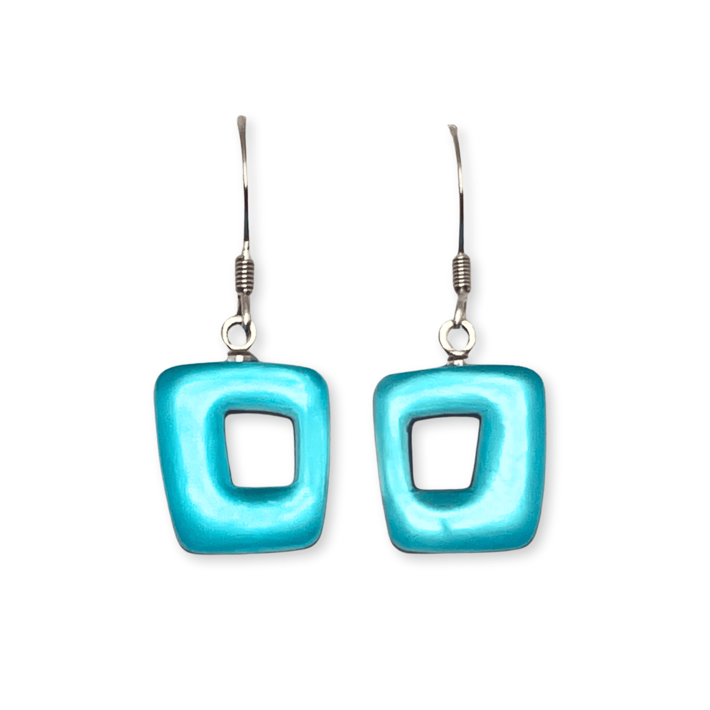 Fjord Hollow Squares Matte Small Fish Hook Earrings | The Jewellery Stop