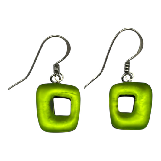 Zest Hollow Squares Matte Small Fish Hook Earrings