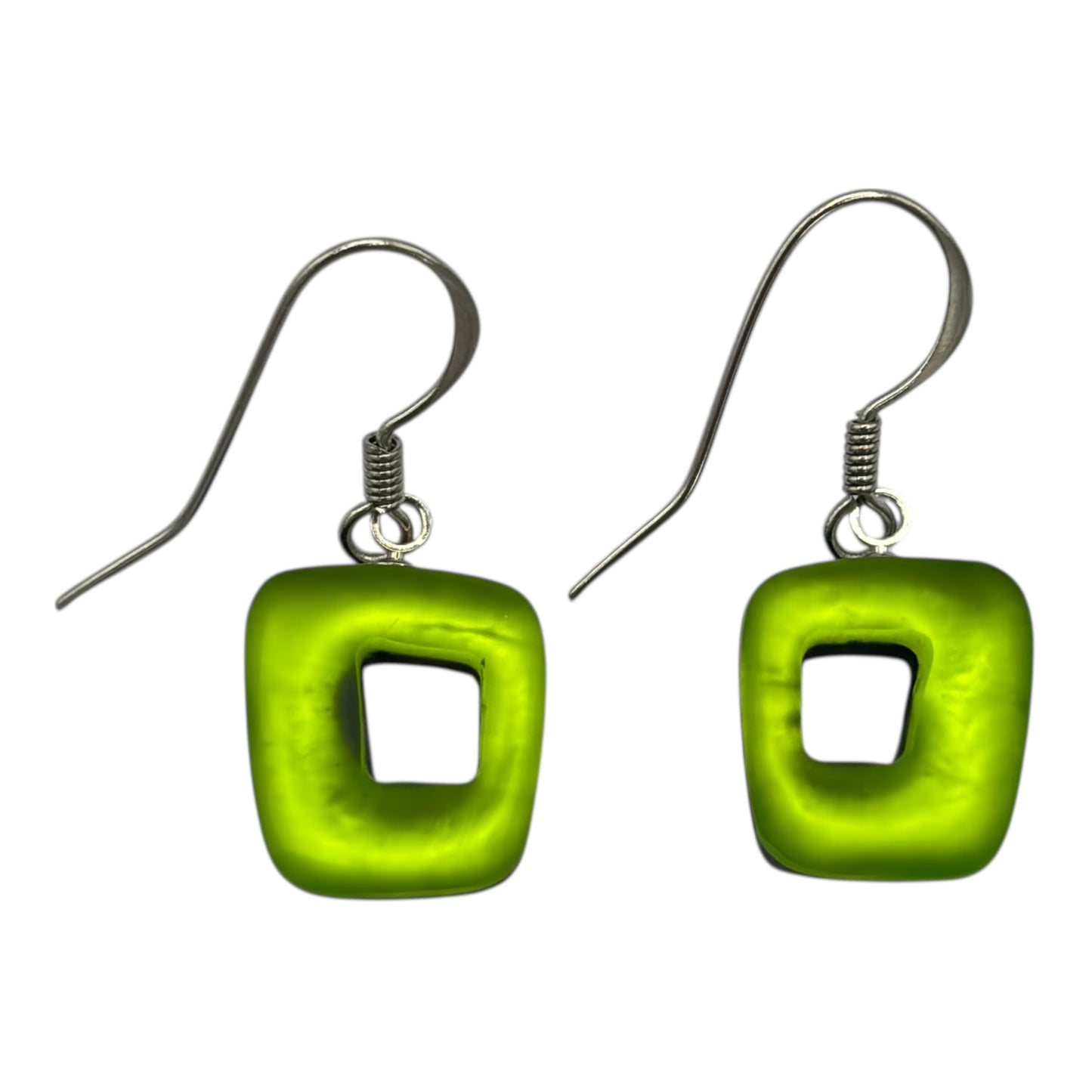 Zest Hollow Squares Matte Small Fish Hook Earrings