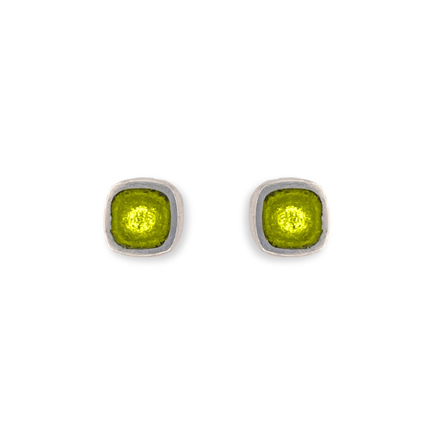 Kiwi Abstract Squares Shiny Small Stud Earrings