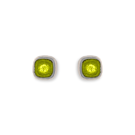 Kiwi Abstract Squares Shiny Small Stud Earrings