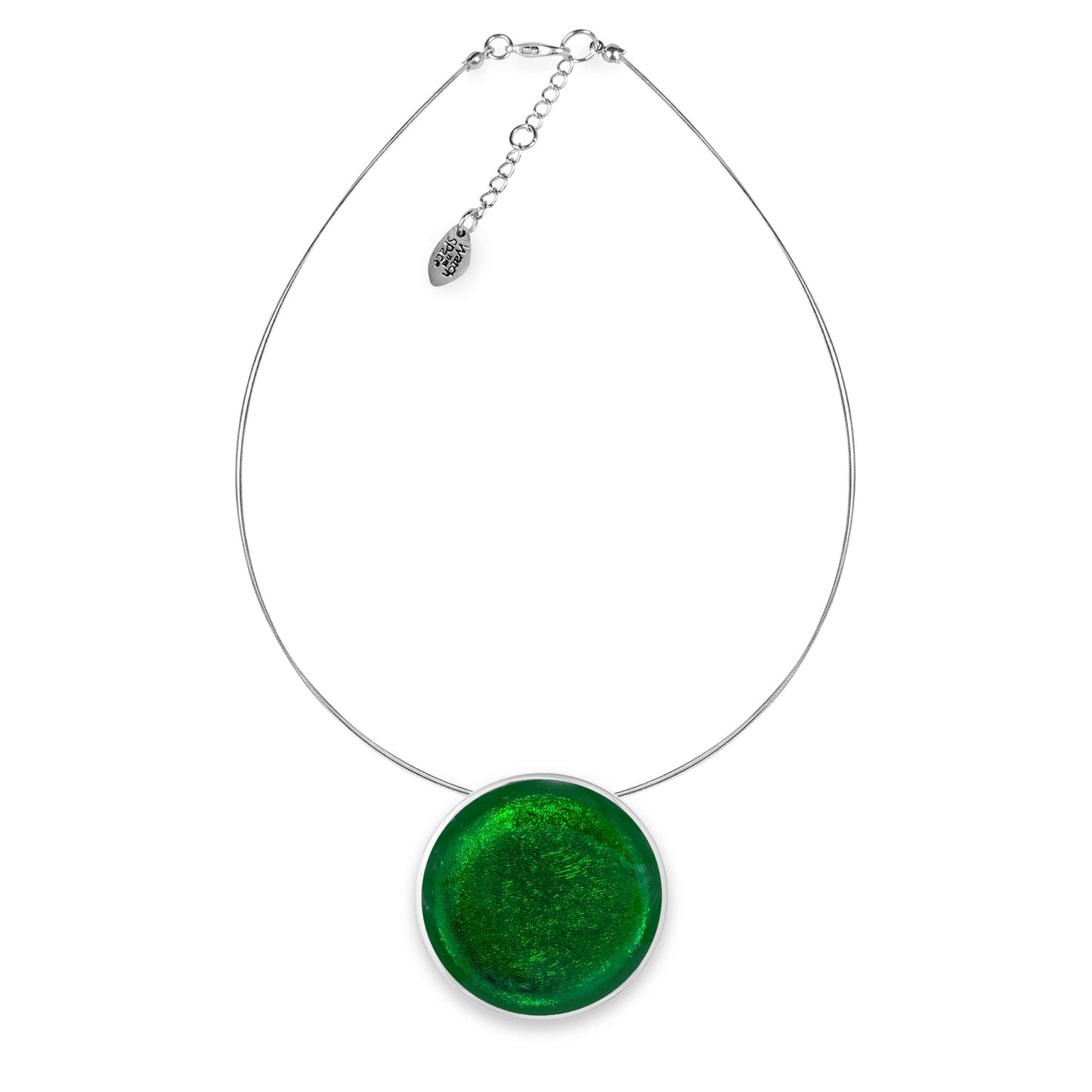 Emerald Aluminium Cabouchon Shiny Pendant | The Jewellery Stop