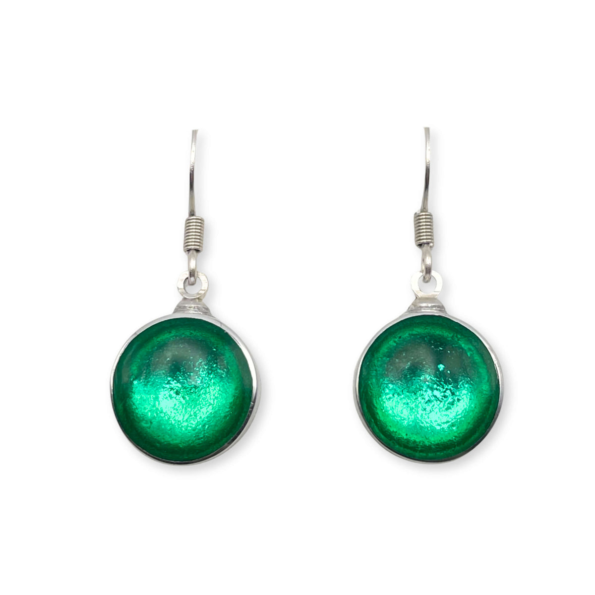 Mint Aluminium Cabouchon Shiny Fish Hook Earrings