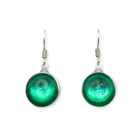 Mint Aluminium Cabouchon Shiny Fish Hook Earrings