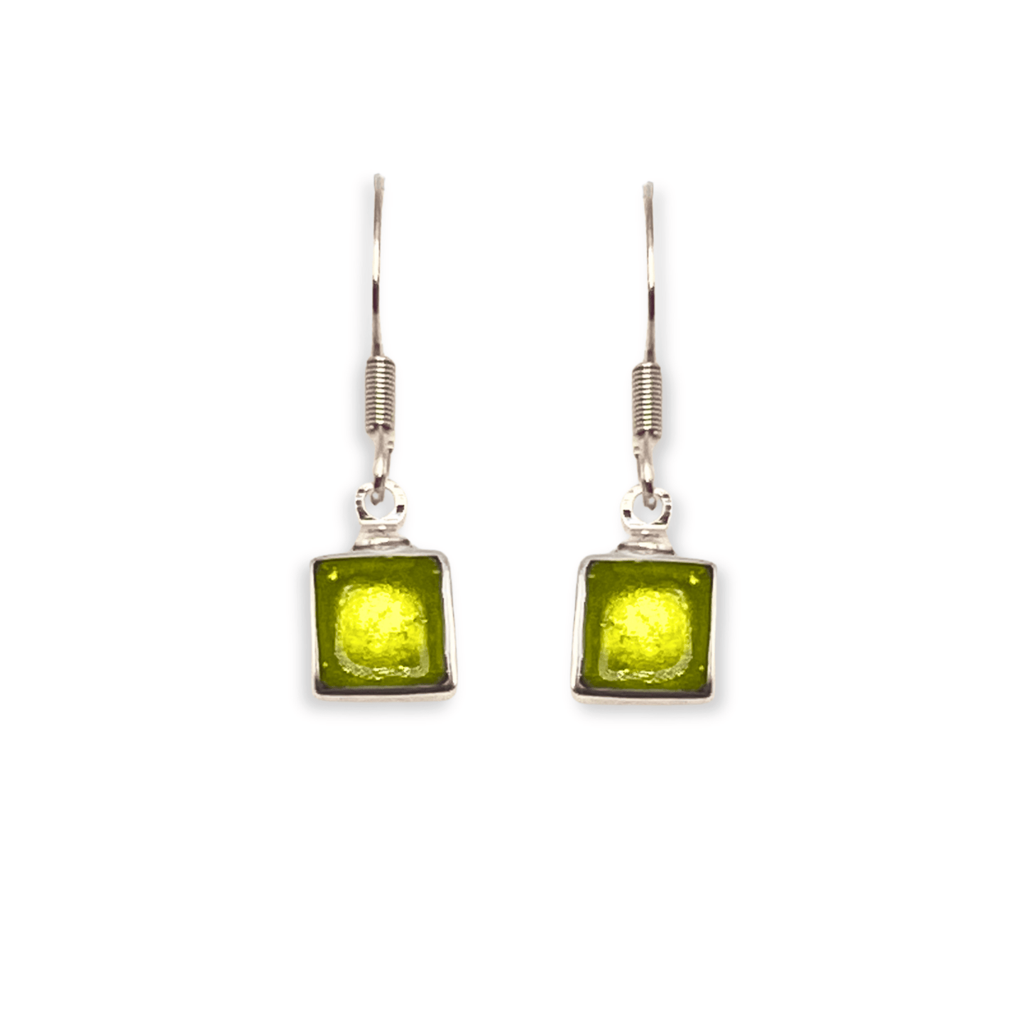 Citrus Aluminium Squares Shiny Small Fish Hook Earrings | The Jewellery Stop