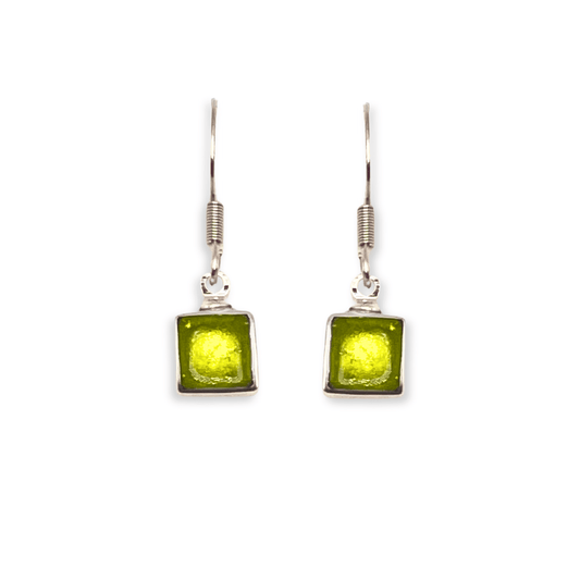 Citrus Aluminium Squares Shiny Small Fish Hook Earrings | The Jewellery Stop