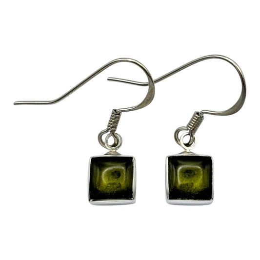 Pistachio Aluminium Squares Shiny Small Fish Hook Earrings | The Jewellery Stop