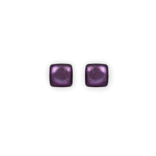 Nessie Aluminium Squares Shiny Small Stud Earrings | The Jewellery Stop