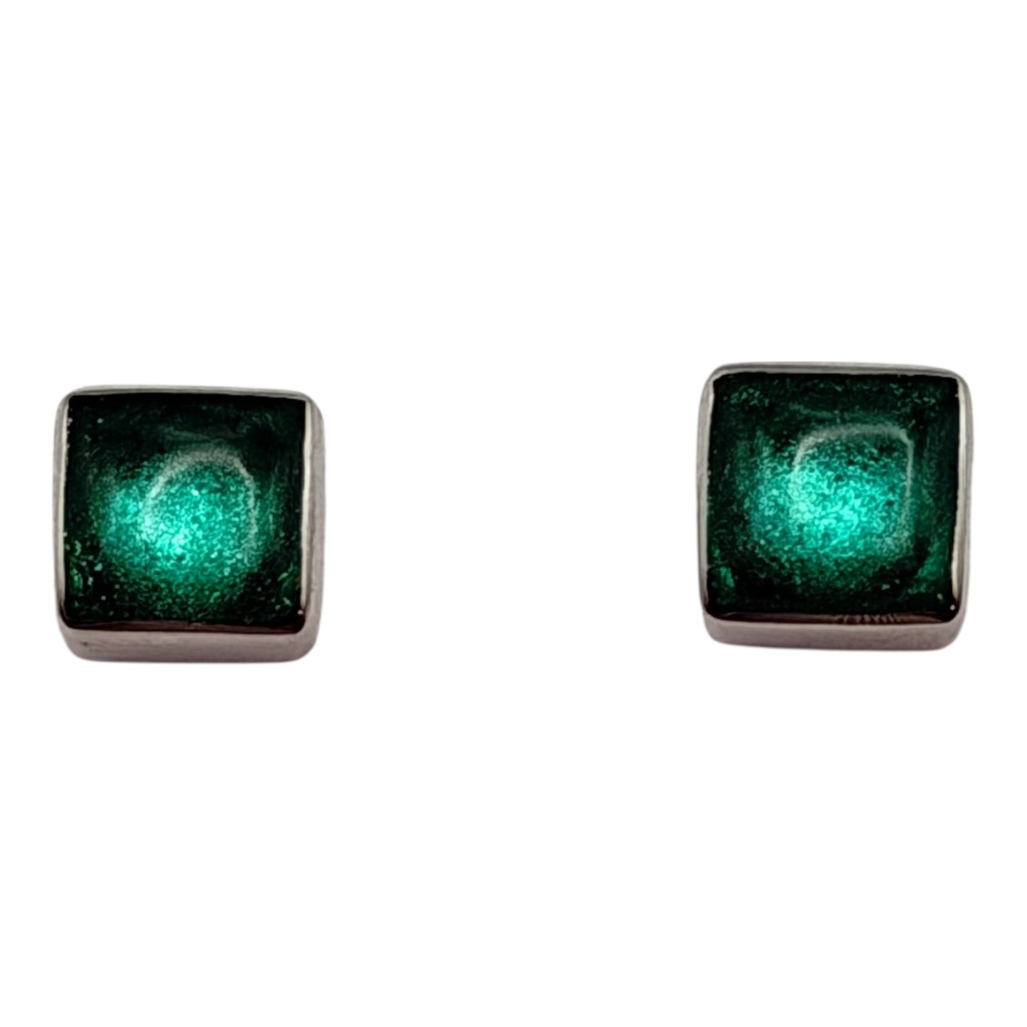 Crystal Aluminium Squares Shiny Small Stud Earrings | The Jewellery Stop