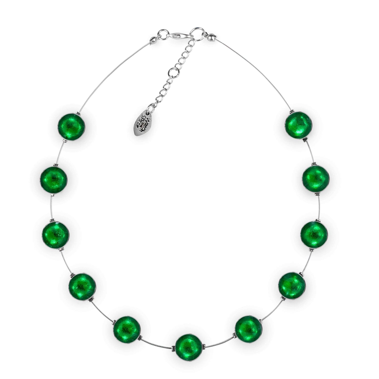 Emerald Aluminium Circles Shiny Floating Necklace | The Jewellery Stop