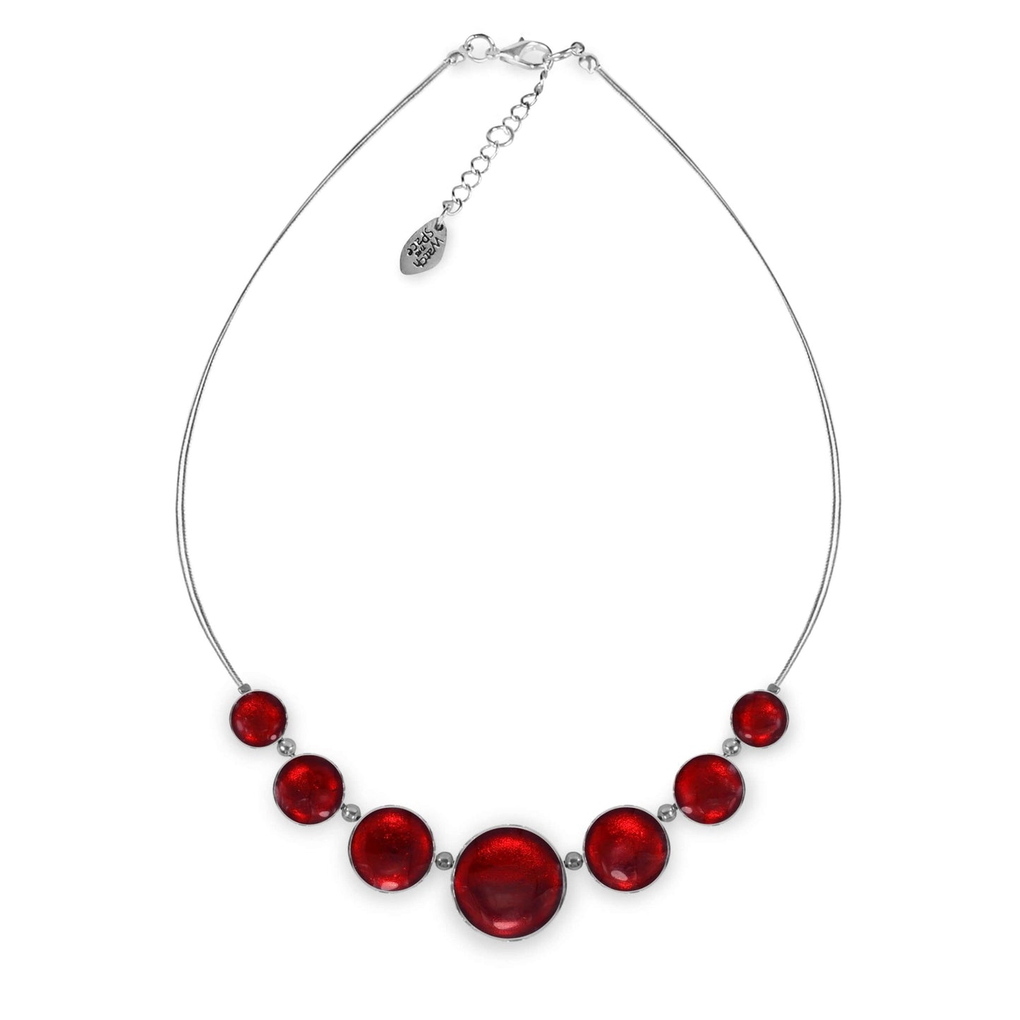 Red Aluminium Circles Shiny Classic Necklace | The Jewellery Stop