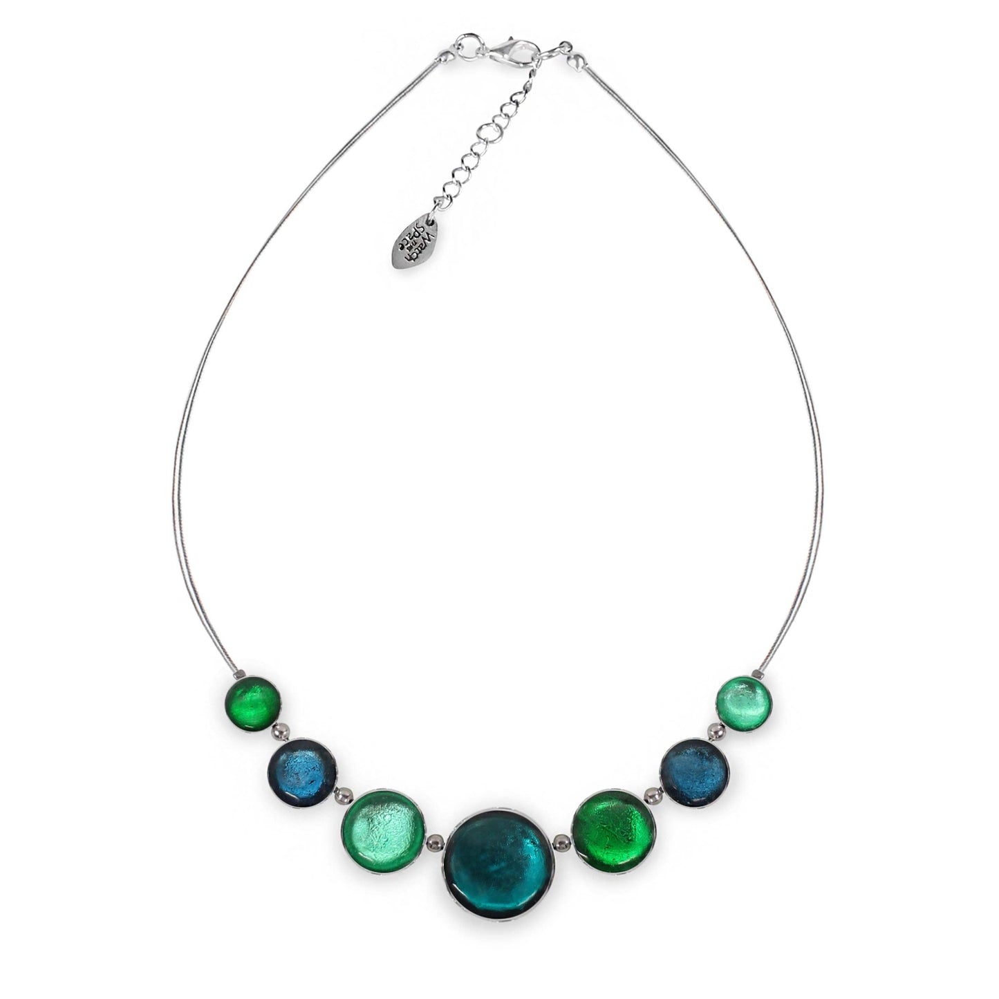 Verdigris Aluminium Circles Shiny Classic Necklace | The Jewellery Stop