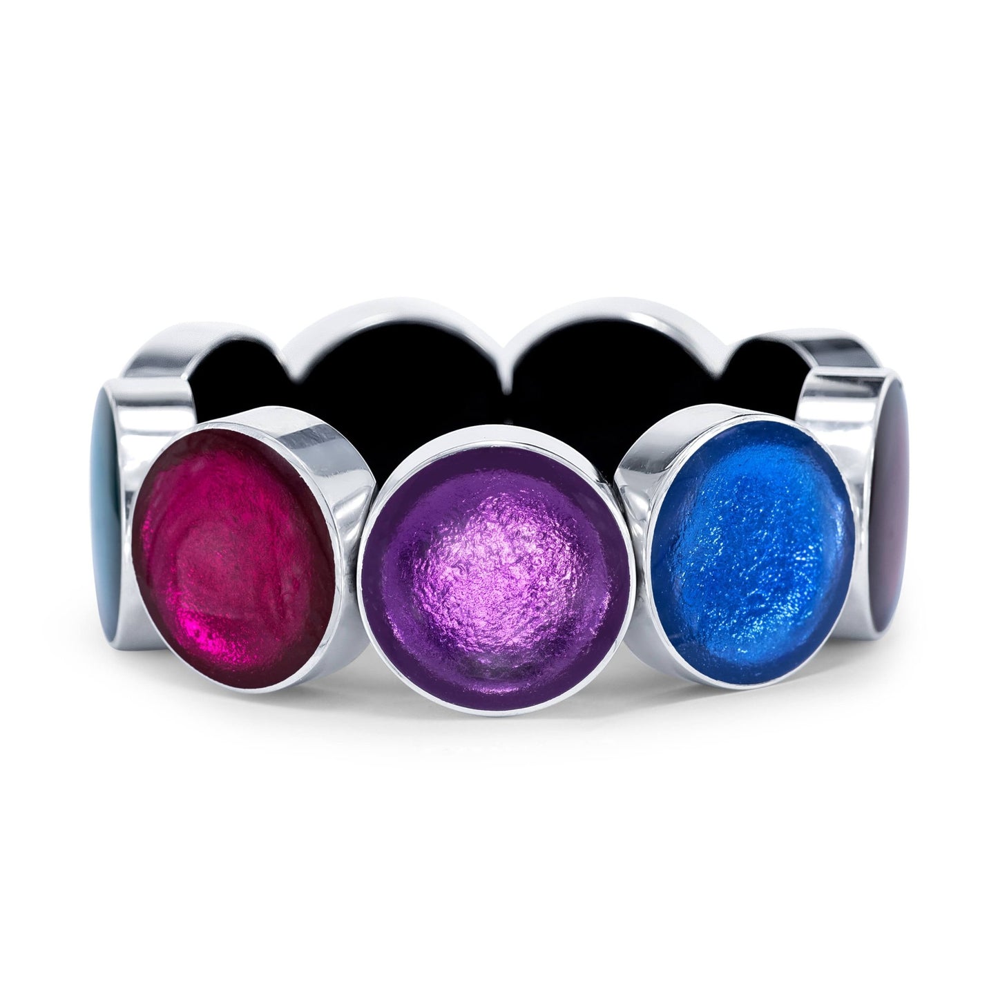 Rainbow Aluminium Circles Shiny Floating Bangle | The Jewellery Stop